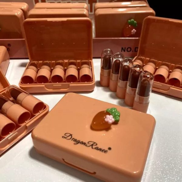 5 Pcs Dragon Ranee Carrot Mini Lipstick Set | Long Lasting Makeup Waterproof Lipstick