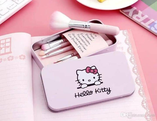 Pack Of 7 Hello Kitty Makeup Brush Set | Makeup Foundation Powder Eye Shadow Brushes Set (pink)