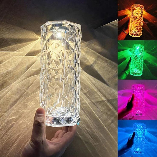 16Colors USB Rechargeable LED Atmosphere Room Decor Christmas Room Decoration Home Lights Crystal Lamp Touch Table Bedside Lamps