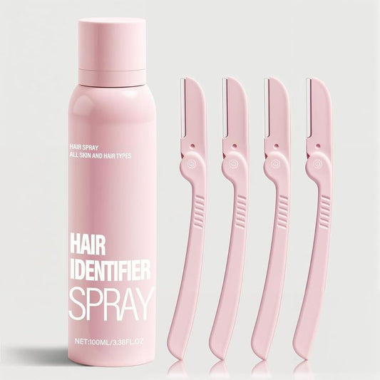 Hair Identifier Spray With 4 Razors For Face Shaving Moisturizing Dermaplaner Spray For Face Shaving Skin Care 100ml