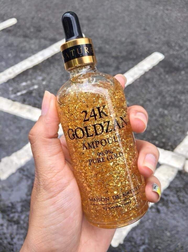 24K Goldzan Facial Serum Ampoule Pure Gold 99.9% Maison De Nature 100 ml Made in Korea.