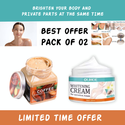 Pack of 02 – Wokali Coffee Sherbet Body Scrub + Whitening Cream